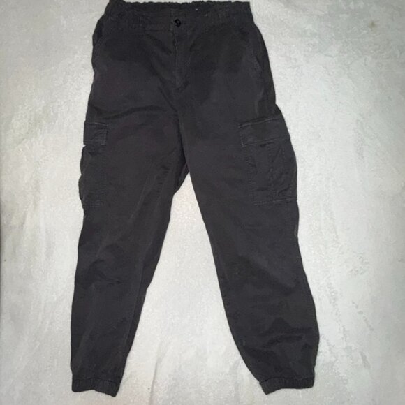 American Eagle Baggy Cargo Jogger Pants Women's 12 Reg Stretch Gray Comfy Cozy - Picture 1 of 11
